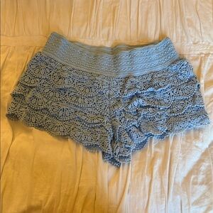 Rewind High Waist Blue Lace Women Shorts